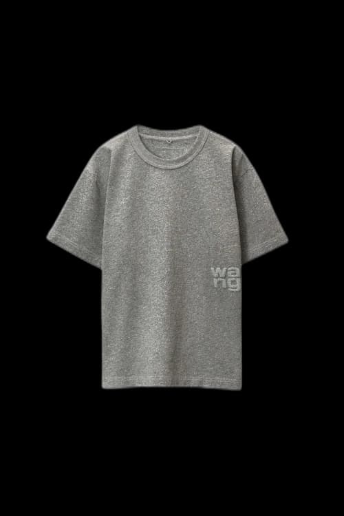 Alexander Wang Puff Logo Tee In Glitter Jersey Sidewalk