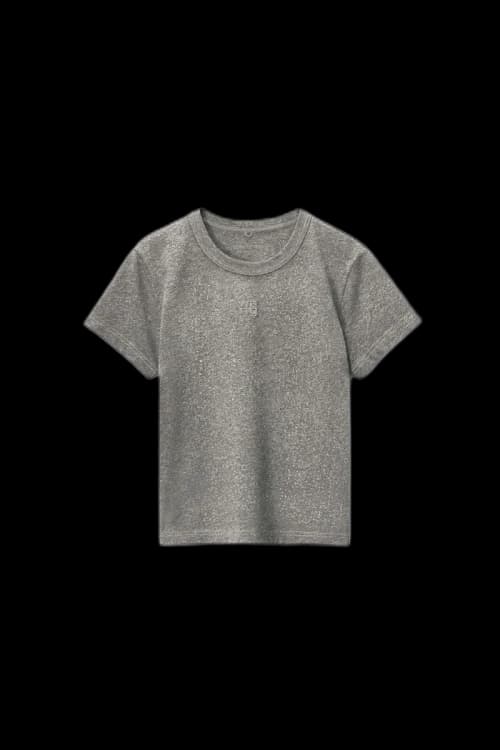 Alexander Wang Puff Logo Shrunken Tee In Glitter Jersey Sidewalk