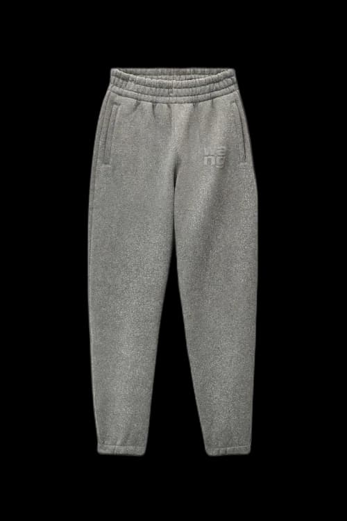 Alexander Wang Puff Logo Sweatpant In Glitter Terry Sidewalk
