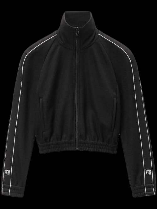 T by Alexander Wang Cropped Logo Webbing Tape Track Jacket Black