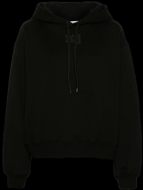 T by Alexander Wang Essential Terry Puff Paint Logo Hoodie Black