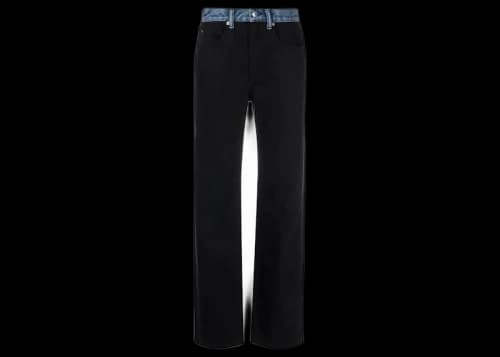T by Alexander Wang Contrast Waistband Mid Rise Relaxed Straight Jean Black