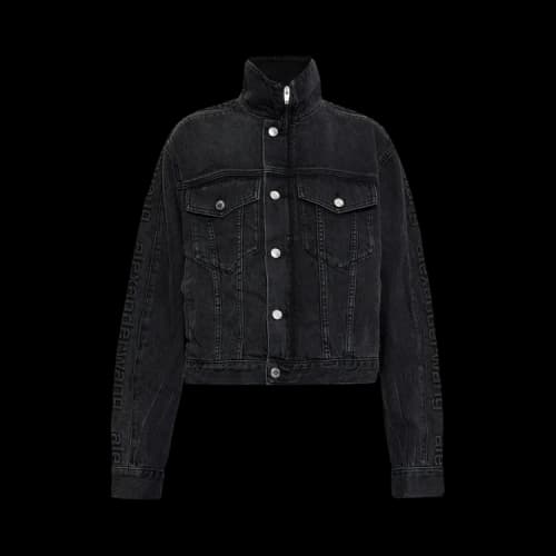 Alexander Wang Embossed Logo Panel Denim Track Jacket 'Grey Aged'