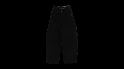 Alexander Wang Women's Logo Elastic Prestyled Mid Rise Oversized Jean Washed Black