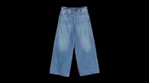 Alexander Wang Women's Exposed Zipper Surge Low Rise Wide Leg Jean Vintage Marbled Blue