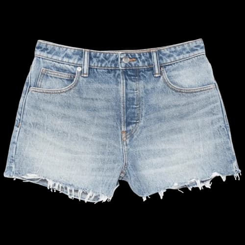 Alexander Wang Distressed Logo Back Pocket Bite Short 'Authentic Light Indigo'