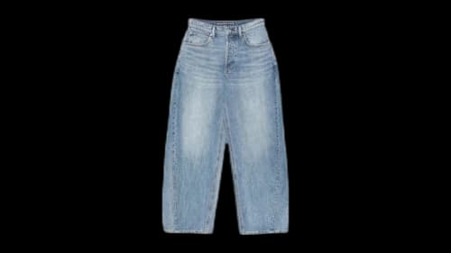 Alexander Wang Women's Distressed Logo Back Pockets Blowup Jean Authentic Light Indigo