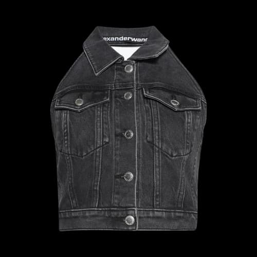 Alexander Wang Stretch Denim Halter Top 'Aged'