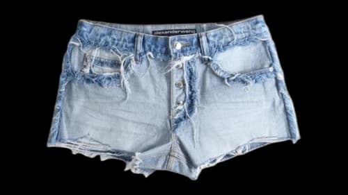 Alexander Wang Women's Emboss Logo Inverted Mid Rise Short Inverted Bleach Blue