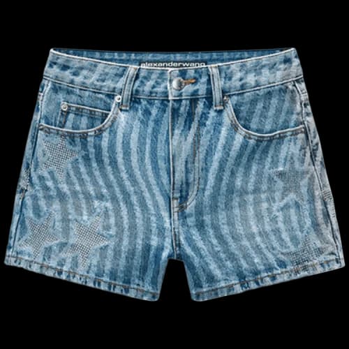Alexander Wang Stars & Stripes Laser Print Hotfix Shorts 'Vintage Medium Indigo'