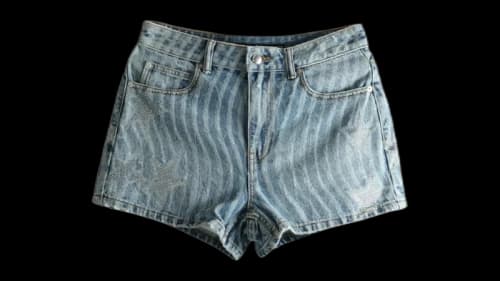 Alexander Wang Stars And Stripes Laser Print Hotfix Shorts Vintage Medium Indigo