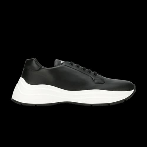 Prada Logo Embossed Chunky Sole Sneaker 'Black White'