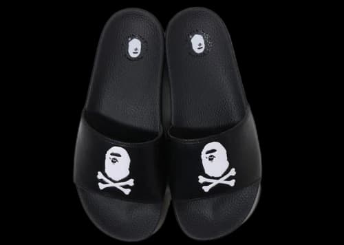BAPE A Bathing Ape Slide Sandals Crossbone Black