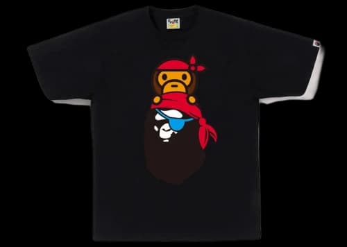 BAPE Pirate Milo On Ape Head Tee Black