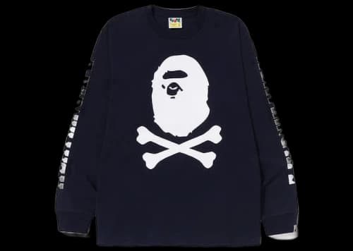 BAPE A Bathing Ape Crossbone L/S Tee Navy