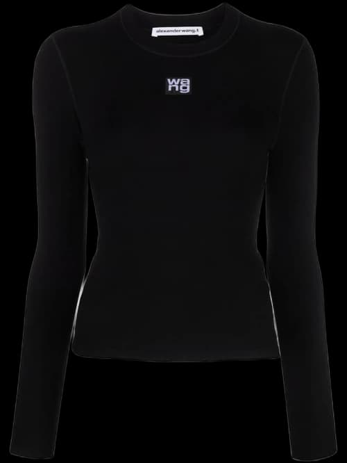 Alexander Wang Logo-Patch L/S T-shirt Black