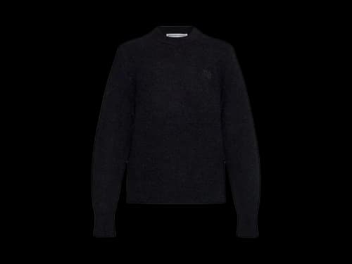 T by Alexander Wang Embroidered Logo Relaxed Crewneck Pullover Black