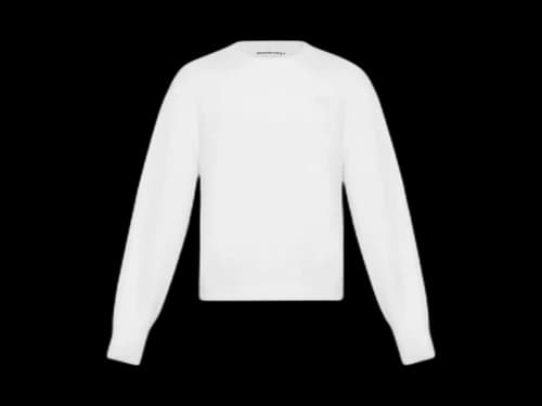 T by Alexander Wang Embroidered Logo Relaxed Crewneck Pullover White