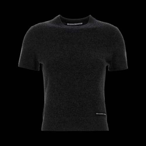 Alexander Wang Knit Logo Label Short-Sleeve Crewneck Tee 'Charcoal'