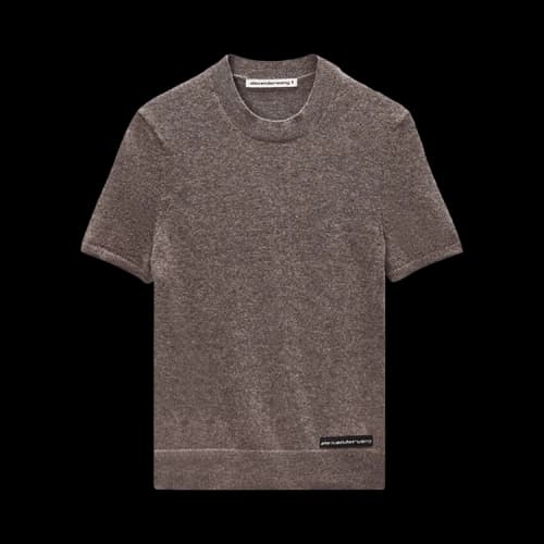 Alexander Wang Knit Logo Label Crewneck Tee 'Brown'