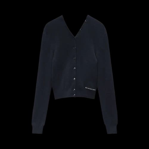Alexander Wang Knit Logo Label High Neck Button Up Cardigan 'Black'