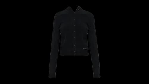 Alexander Wang Women's Knit Logo Label L/S High Neck Button Up Cardigan Black