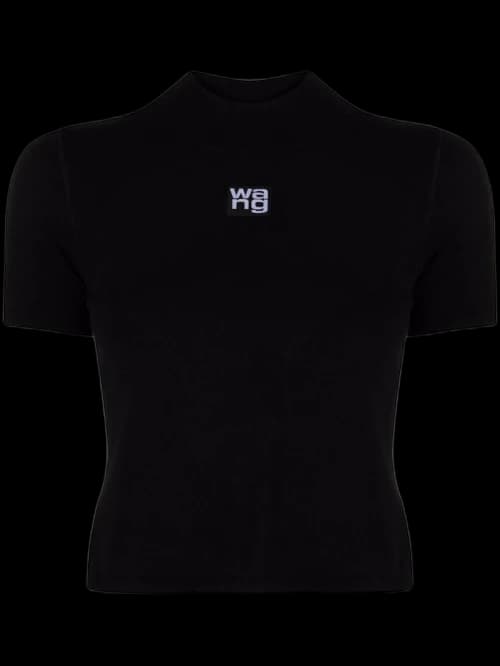 Alexander Wang High Neck Logo Top Black