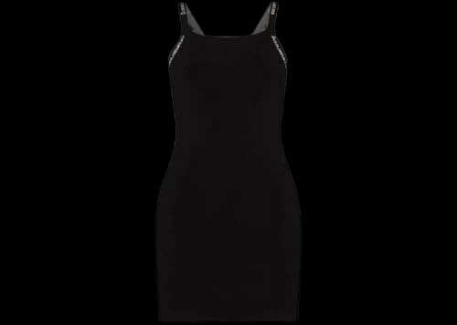 T by Alexander Wang Bodycon Logo Jacquard Trims Tank Dress Black