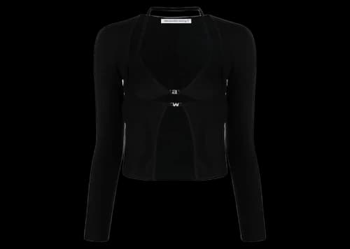 T by Alexander Wang Twinset Hybrid Crystal Logo Bikini Cardigan Black