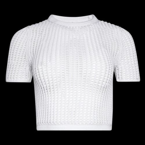 Alexander Wang Short-Sleeve Cropped Knit Crewneck Tee W/ Embroidered Logo 'White'