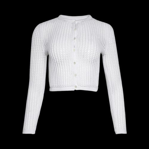 Alexander Wang Knit Cropped Crewneck Cardigan W/ Embroidered Logo 'White'