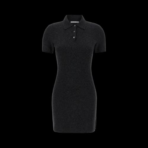 Alexander Wang Short-Sleeve Dress with Knit Logo Patch Polo 'Charcoal'