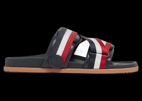 Moncler Mon Summer Leather Slides Navy Red White Gum