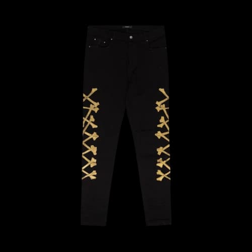 Amiri Bone Appliqué Jean 'Black'