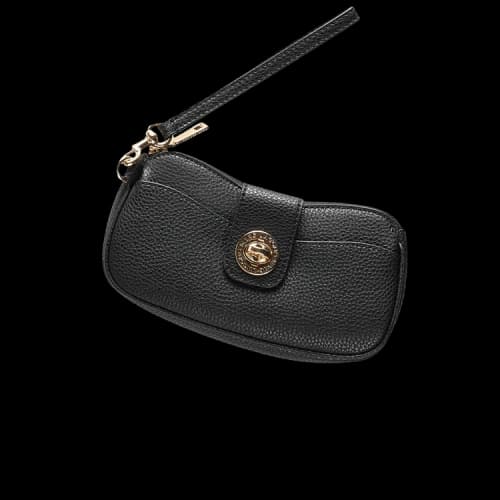 Marc Jacobs Signeted Turnlock Slg Wristlet Bag Black