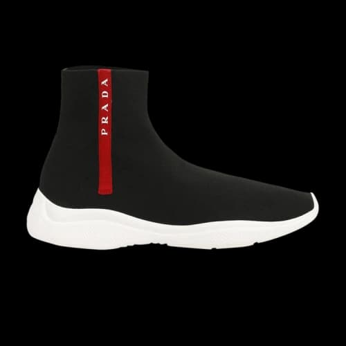 Prada Logo Sock Knit High 'Black White'