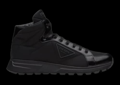 Prada PRAX 01 High Top Re-Nylon and Brushed Leather Black