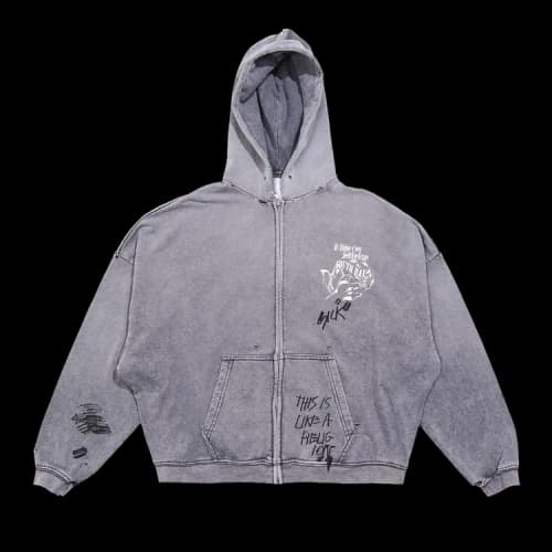 Paly Hollywood Carrying The Message Zip Hooded Sweatshirt 'Grey'