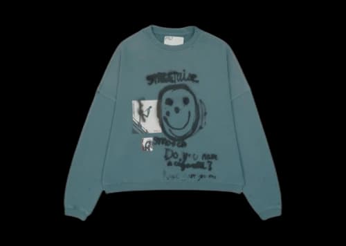 Paly Hollywood Streetwise Airbrush Crewneck Hoodie Teal
