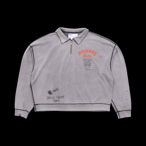 Paly Hollywood Sorry 'Bout That 1/4 Zip Crewneck 'Grey'