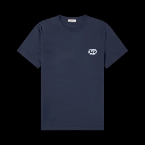 Valentino Embroidered V Logo Tee 'Navy'