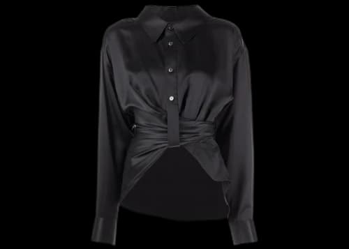 T by Alexander Wang Threaded Placket Button Up Shirt Black