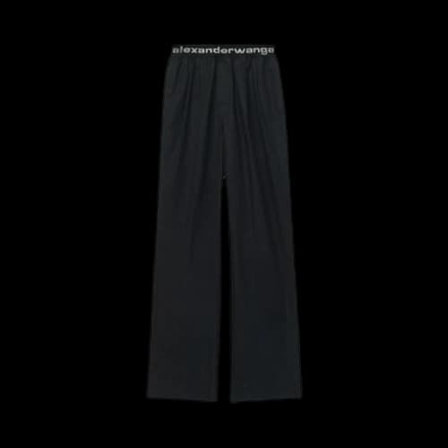 T by Alexander Wang Logo Pull-On Pleated Pants 'Black'