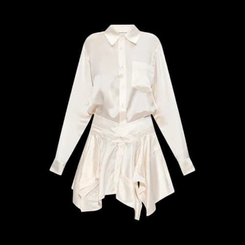 Alexander Wang Cut Off Double Shirt Dress 'Ivory'