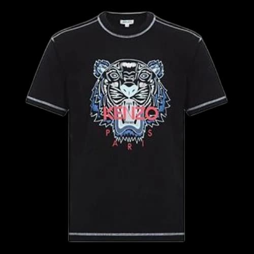 KENZO Black Printing Round Neck Short Sleeve
