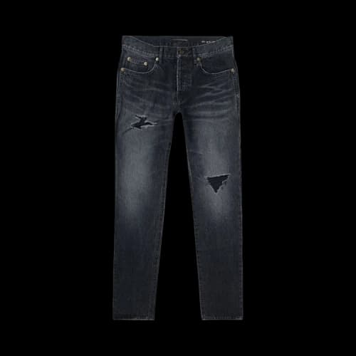 Saint Laurent High-Waisted Distressed Straight Jeans 'Black'
