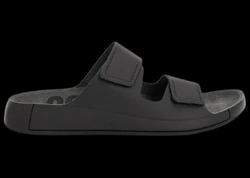 Ecco Cozmo Leather Two Strap Sandal Black
