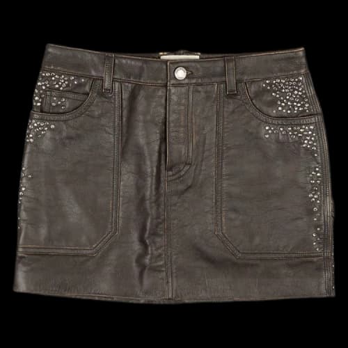 Saint Laurent Leather Studded Mini Skirt 'Brown'
