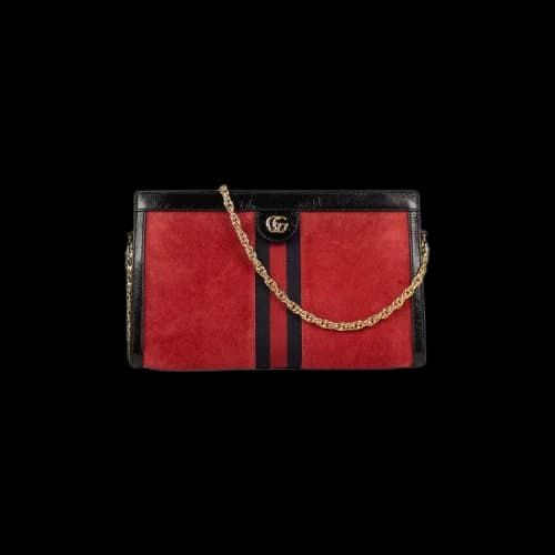 Gucci Suede With Patent Leather Ophidia Small Shoulder Bag 'Red'