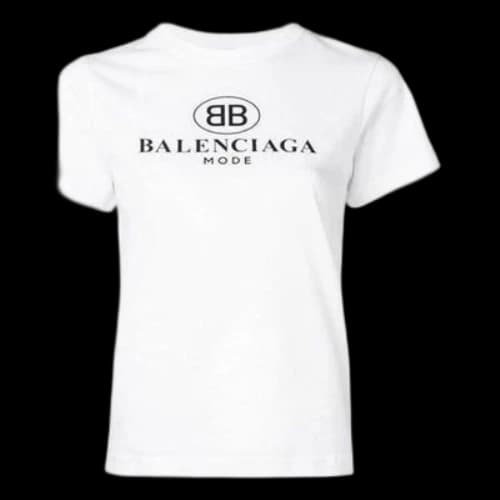 Balenciaga Mode Logo Printing Slim Fit Short Sleeve White